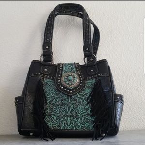 ♥️SALE♥️ Trinity Ranch Black Turquoise Fringe Bag
